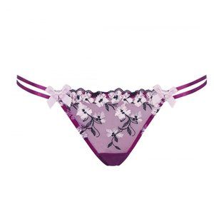 L'AGENT BY AGENT PROVOCATEUR Kaity Tanga Brief Cerise &Navy floral embroidery M